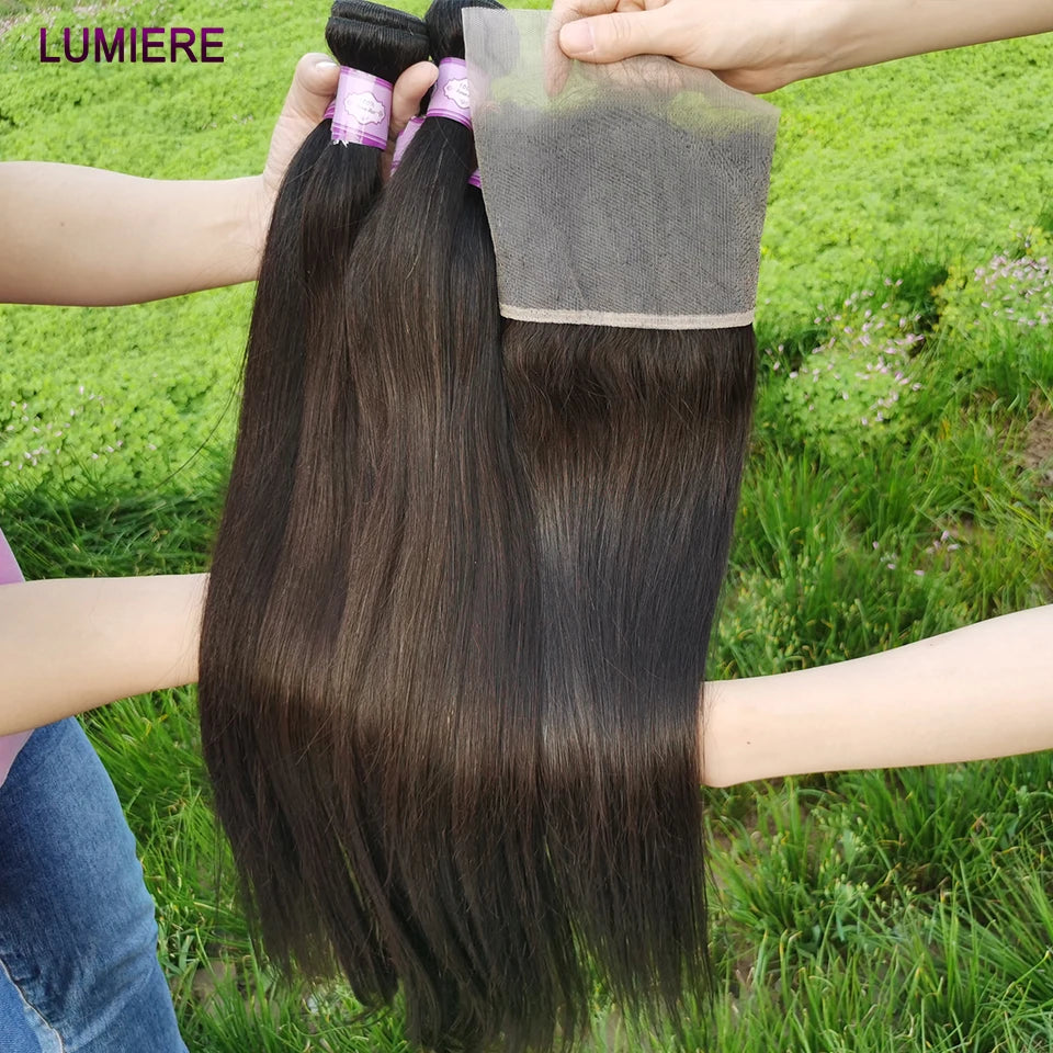 38 40 Inch Bone Straight 100% Virgin Unprocessed Human Hair Bundles Deal Raw Hair Extensions Brazilian Natural Black Wholesale