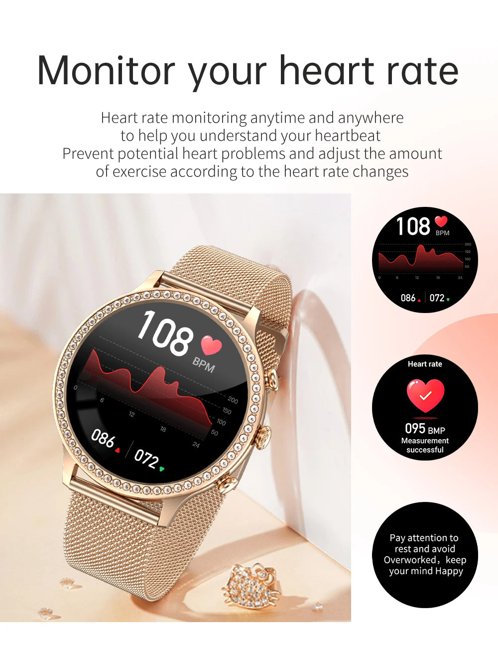 SmartWatch Women Bluetooth Call Smart Watches HD Large Screen Watches Multi-sport Mode Heart Rate Monitoring Strong Battery Life