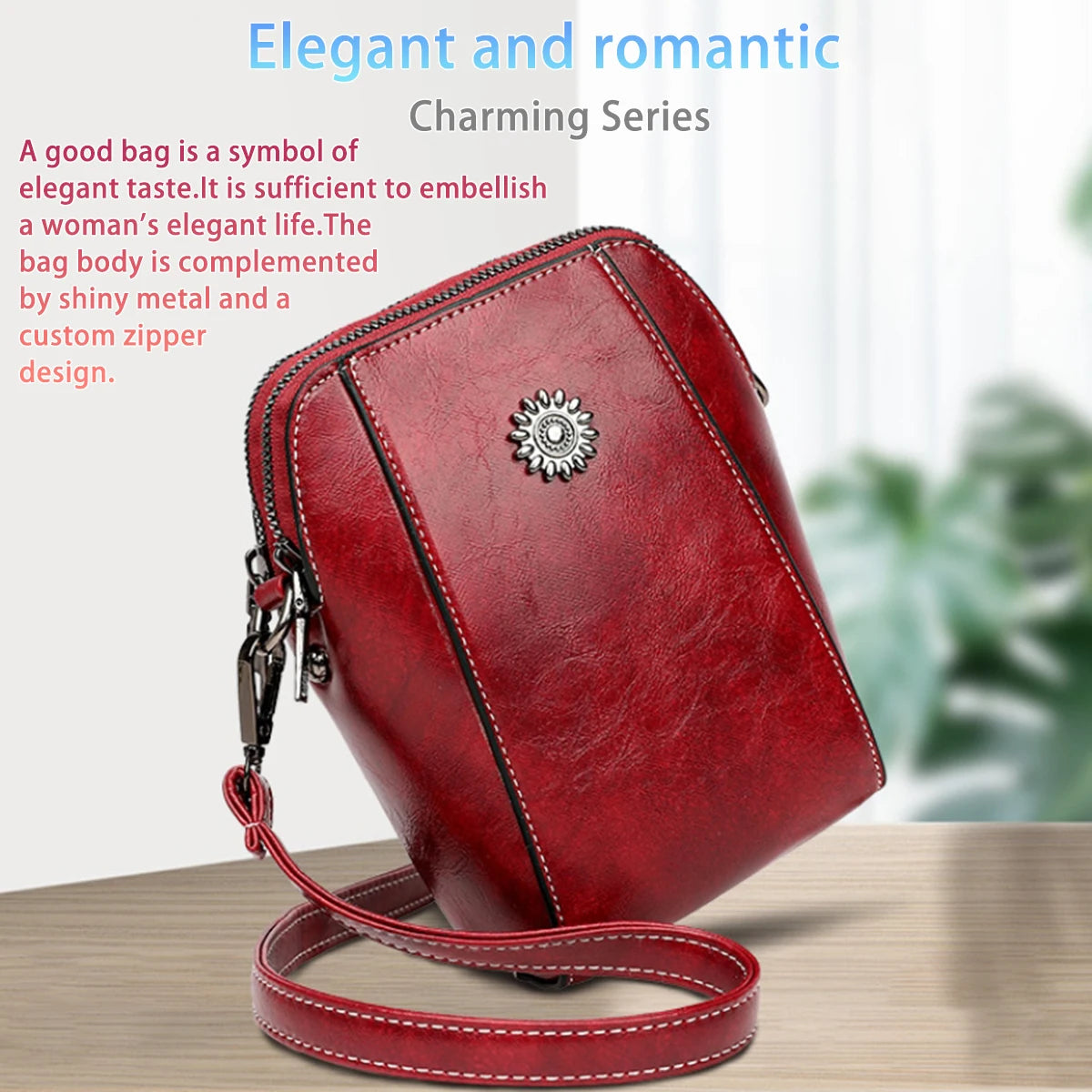 Ladies' Fashionable Soft Leather Single-Shoulder Bag, Trendy Vertical Design Crossbody Bag, Portable Phone Storage Bag