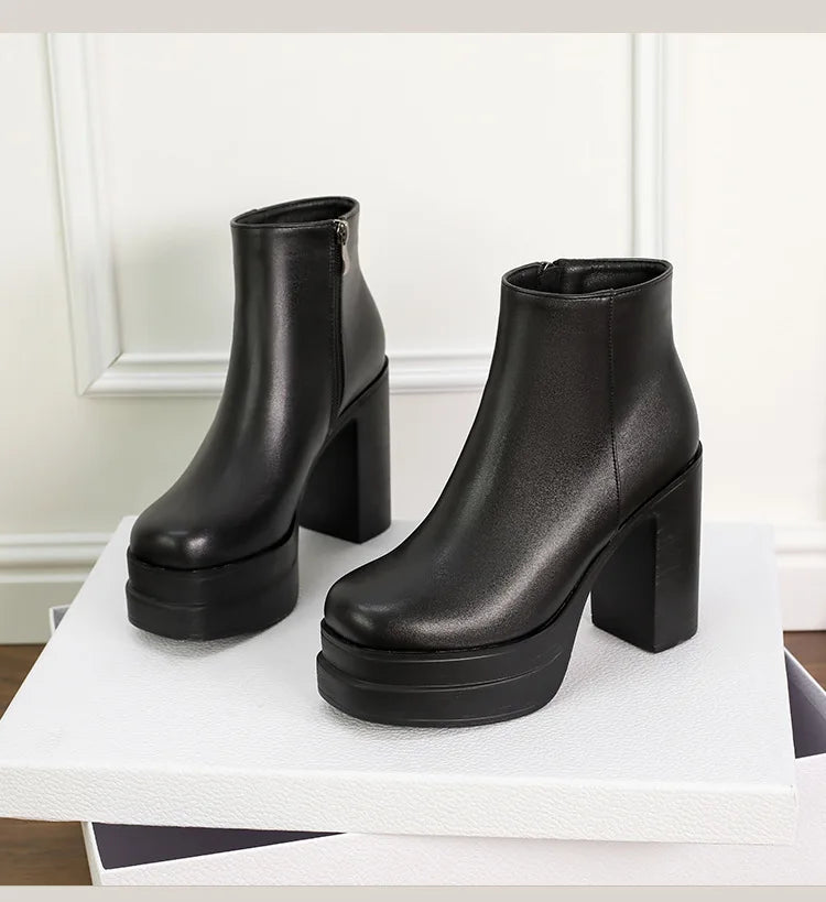 2026 New Women's Boots Sexy Ultra High Heels Woman Round Toe Boots Platform Shoes Women Shoes Ankle Boots Zipper Party Shoes