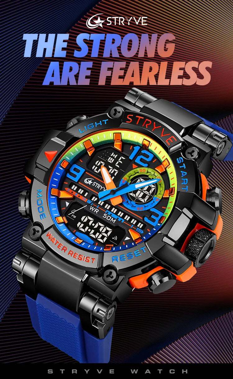 Fashion Stryve Watches S8025 Men's Cool Colorful Sports Digital Watches Fashion Designer Dual Movement Men's Wrist Watch