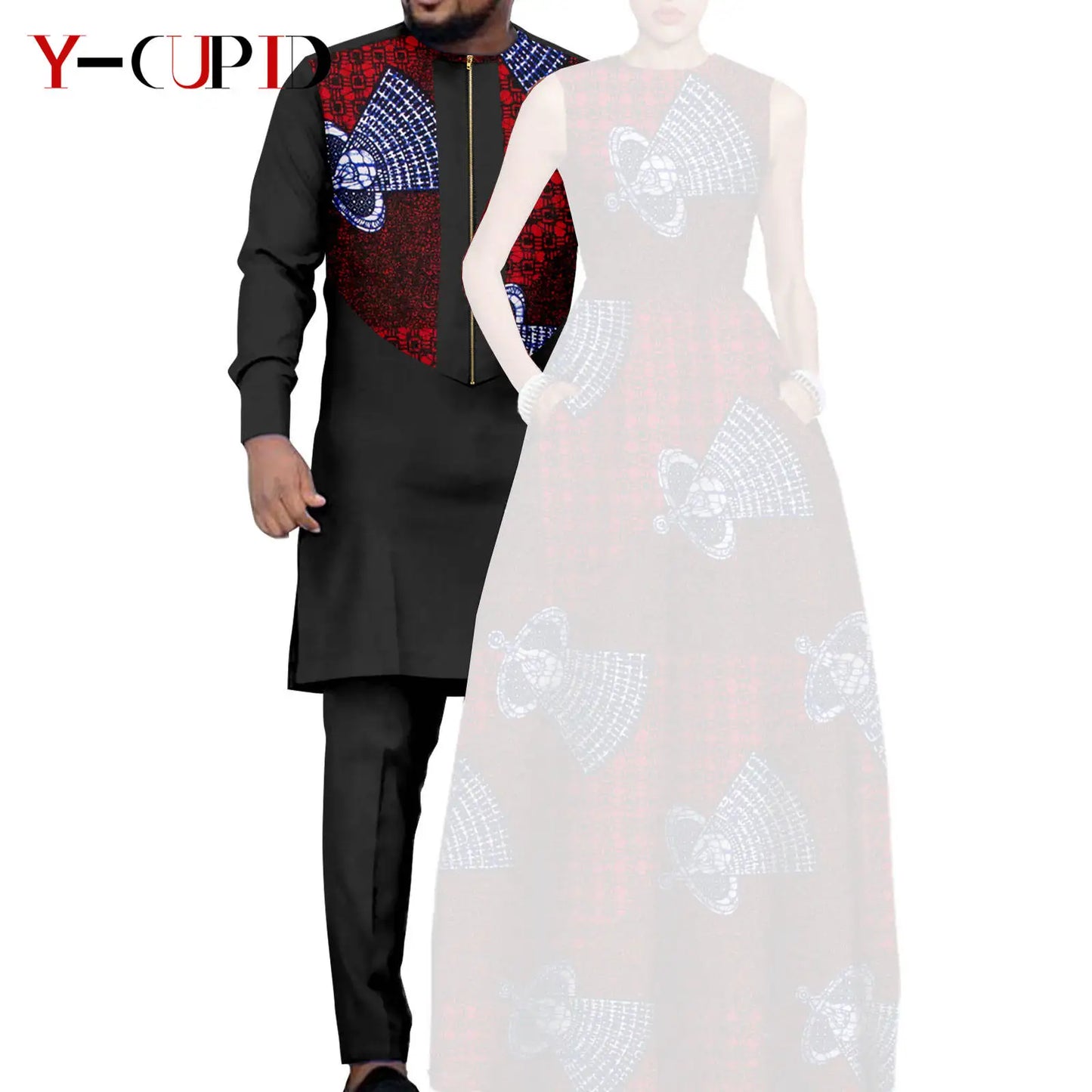 African Dresses for Women Matching Couple Outfits Bazin Riche Men Top and Pant Sets Dashiki Outwear for Party Vestidos Y23C067