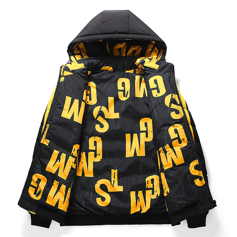 Winter New Men's Thick and Warm Cotton Jacket, Fashionable Trend, Double-sided Hooded Solid Color Cotton Jacket, Men's Jacket