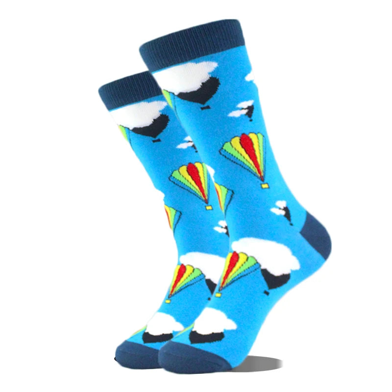 Cool Design Avocado Crew Socks Men Creative Eye Guitar Bus Pattern Sokken Duck Cat Fox Otter Animals Divertidos Chaussette Sox