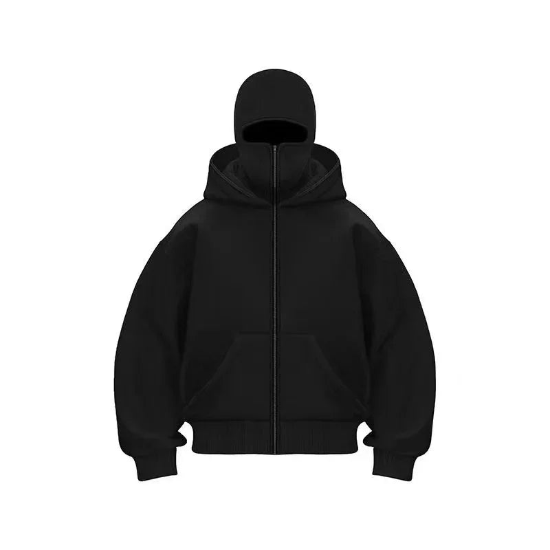 Plain Design Hooded Zip Up Sweatshirt for Men Women Autumn Winter Ins Style Couple Matching BAZAARHUBO