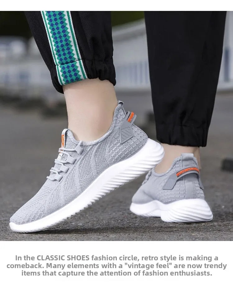 Spring New Fashionable Men's Running Shoes Leisure Style Youth Trendy Sports Shoes Low Top round Toe Rubber Outsole Mesh Lining
