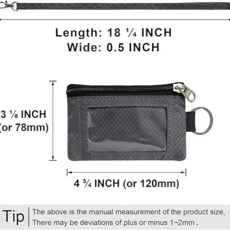 Badge Holder With ID Window Small Wallet Waterproof Anti-Theft Travel Keychain Wallet Men Women Slim Zip Card Lanyard Wallet