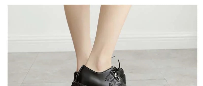 Black Harajuku Shoes Classic Lace UP Wedge Heels Platforms Creepers Punk Shoes Casual High Heels Women Platform Shoes