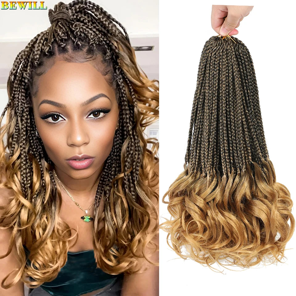 14 18 24 Inch French Curl Crochet Braids Boho Goddess French Curl Box Braids Crochet Hair Synthetic French Curly Braiding Hair