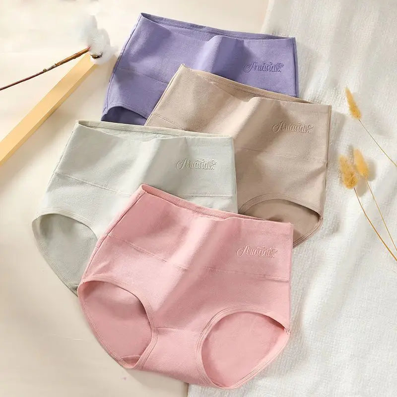 4Pcs Cotton Women's Panties High Waist Body Shaper Underwear Breathable Underpants Plus Size M-5XL Panty  Soft Female Briefs