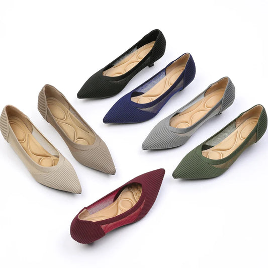 Women's High Heels 2025 New Knitted Breathable Mesh Fine Fashion Comfortable Lightweight Shoes Spring and Autumn