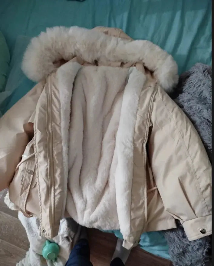 Detachable Pai Overcomes Women's Winter 2026 New Casual Down Cotton Thicken Hooded Coat Female loose Warm Wool Overcoat BAZAARHUBO