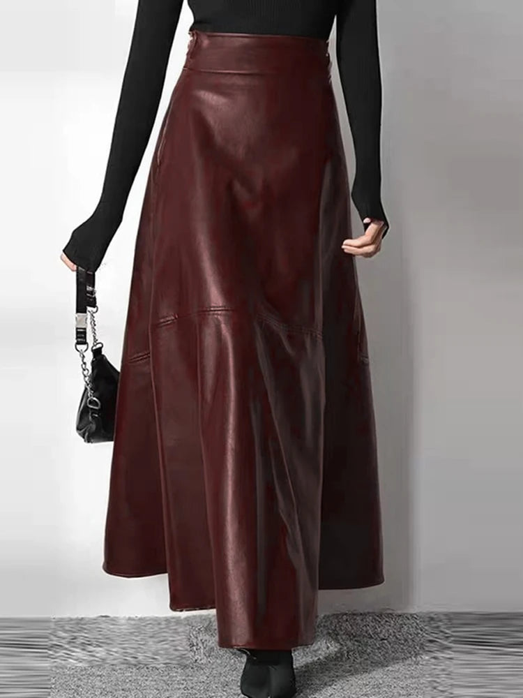 ZANZEA Women's PU Leather Maxi Skirt 2025 Autumn Elegant OL Long Saias Fashion Solid Mujer Faldas Casual High Waist Zipper Jupe