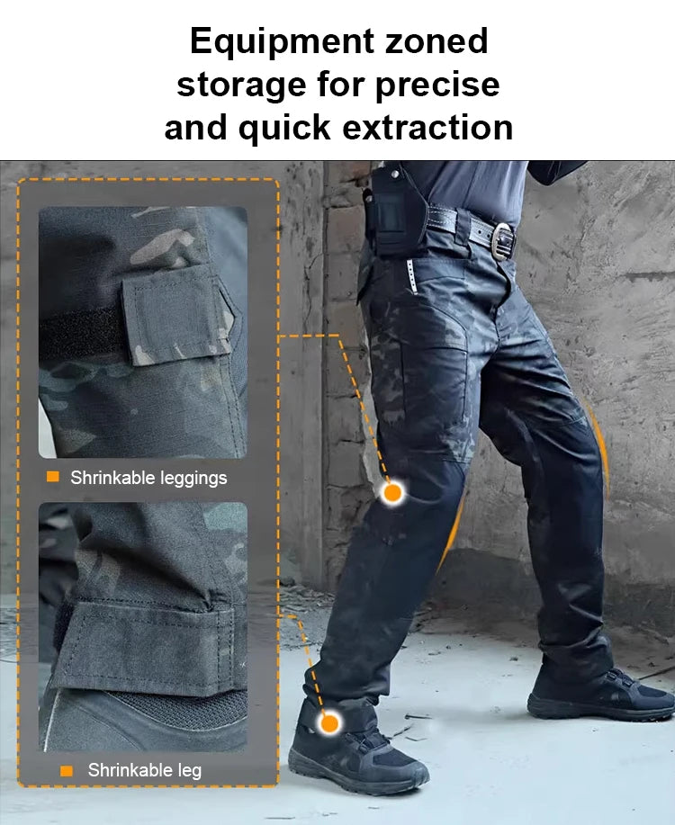 Men's Loose Training Pants Tactical Work Pants Men Cargo Trousers Multi-pocket Waterproof Pant Outdoor Workwear Hiking Trousers