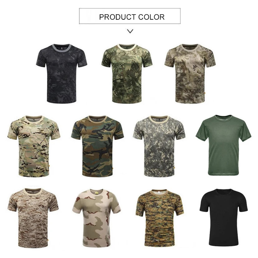 Men Casual Tactical T Shirts Short Sleeve Camouflage T-Shirt Quick Dry Outdoor Gym Top Tees Cargo T Shirt Male Clothing