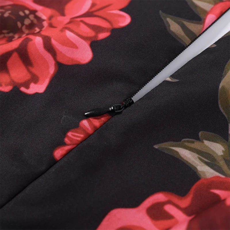 Sexy Printed Flower Long Women's Dress Sleeveless Waist-Closed Slash Neck Lady Dresses Summer Sling Vacation Holiday Robe