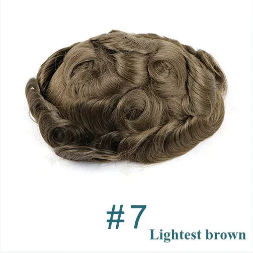 80%Density Natural Hairline 0.02mm Ultra Thin Skin Invisible Mens Toupee Brown Blonde Grey Human Hair Capillary Prosthesi System