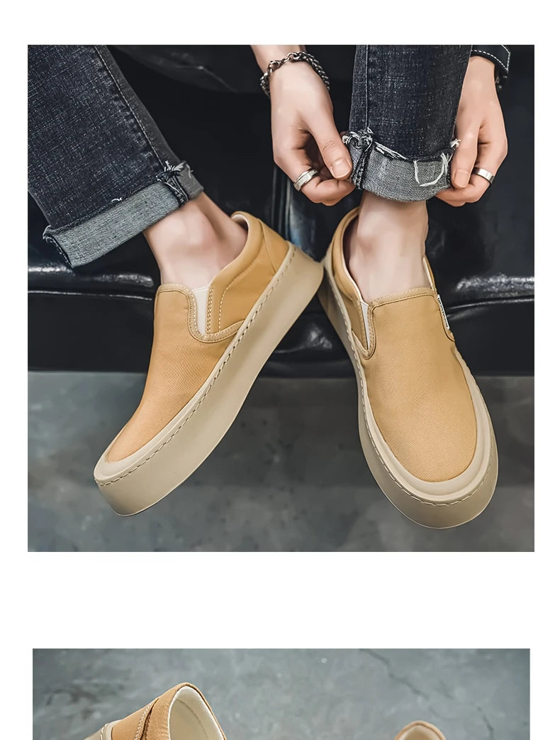 New Arrival Low Price Mens Breathable High Quality Casual Shoes Solid Color Canvas Casual Shoes Slip On Men Fashion Flats Loafer