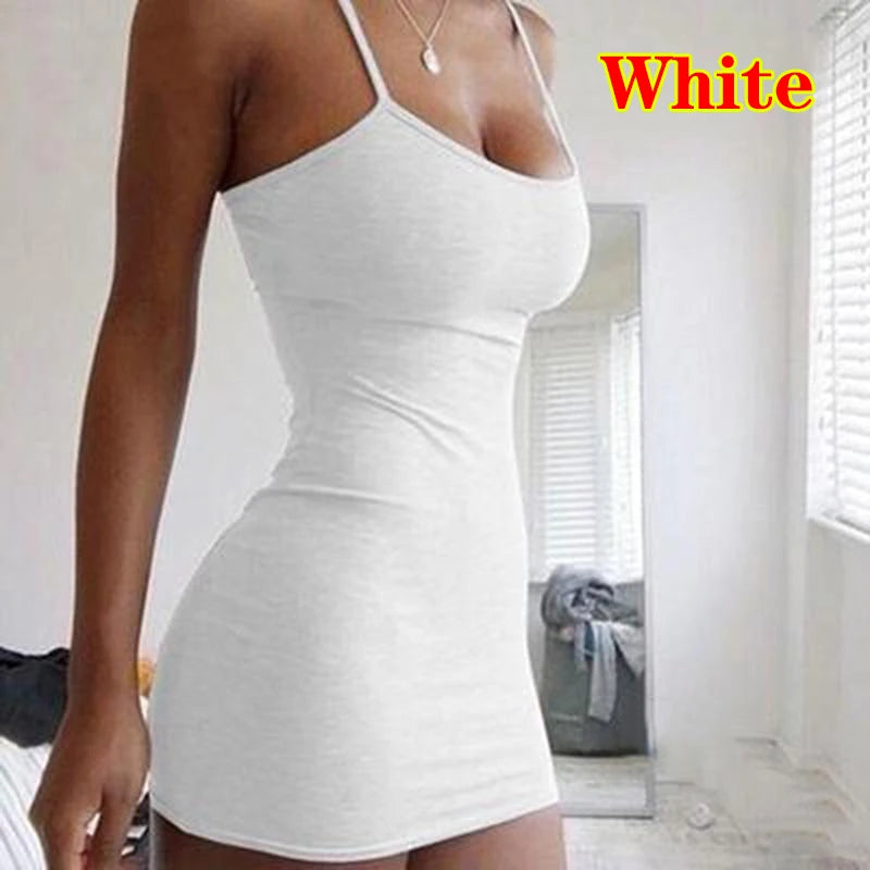 Sexy Short Dress Nightclub Dress for Women Tight-Fitting Wrap Hip Over-The-Knee Sleeveless Dresses Summer Street Bodycon Dress