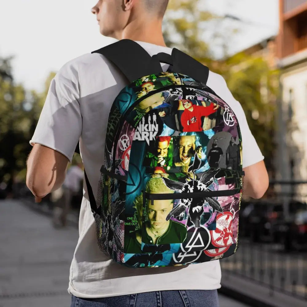 L-Linkin-S P-Park-S Band Student Backpack School Bag Hiking Travel Daypack for Boys Girls Fashion Bookbag Shoulder Bags