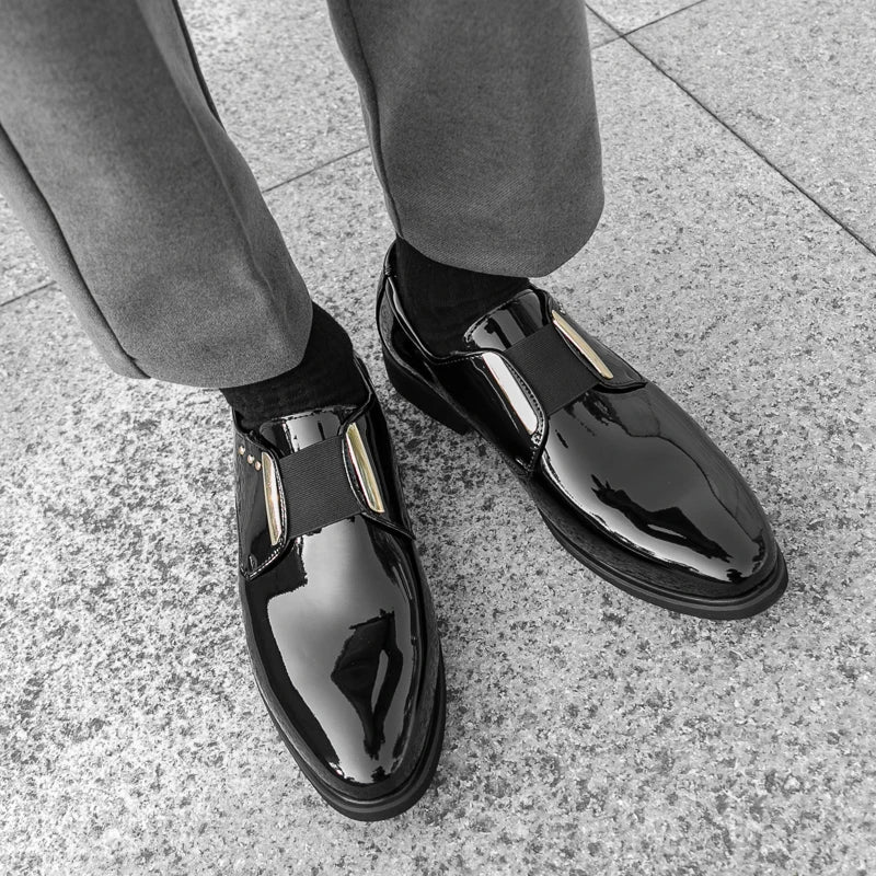 Luxury Brand Men's Shiny Leather Shoes High-end Occasions Business Men's Formal Shoes Classic Loafers Brown Retro Shoes