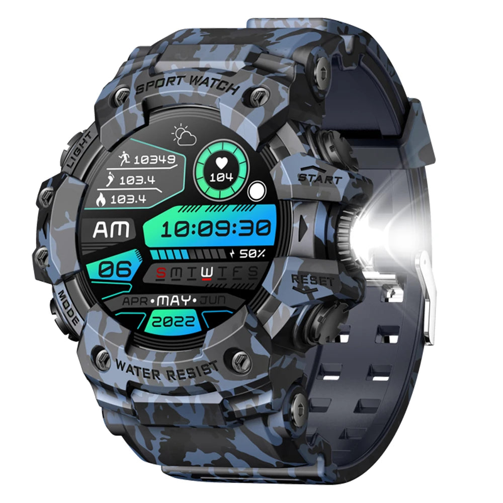 Outdoor Sports Smart Watches Men Blue Tooth Call Smartwatch Compass Waterproof Sleep Health Monitoring Message Push Flashlight