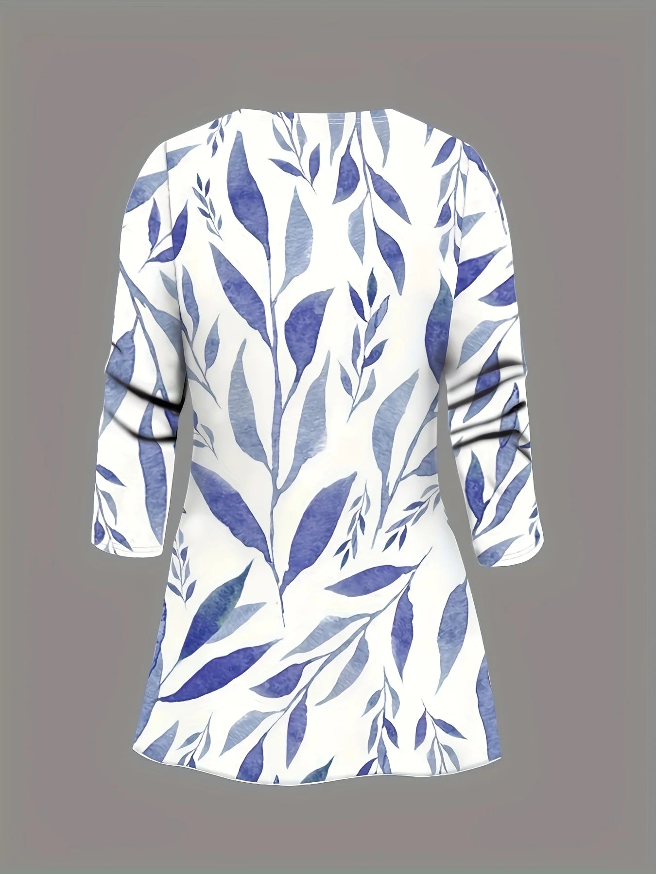 Plus-size women's 3-piece set: color-blocked printed cardigan jacket paired with trousers and vest for a casual everyday look.