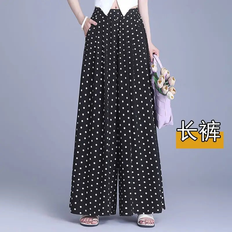 Trousers Chiffon Floral Skirts and Pants for Women in Summer New Thin High-waisted Ethnic Style Casual Wide-leg Pants