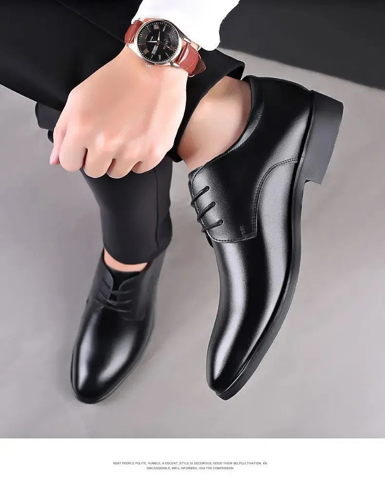 Fashionable Men's Leather Shoes Trendy Cowhide Men sneaker British Formal Men's Leather Shoes Soft Lace-up Leather Shoes for Men
