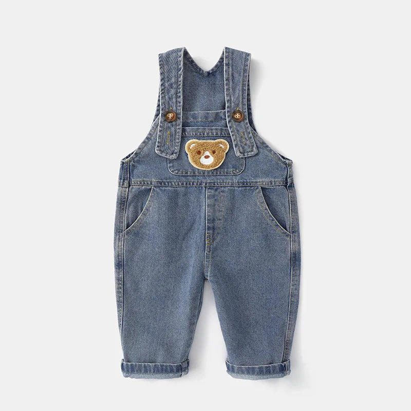 2024 fashion spring autumn kids jumpsuit Boys girls cartoon denim bib pants children trousers FashionToddler Casual 0-5Y
