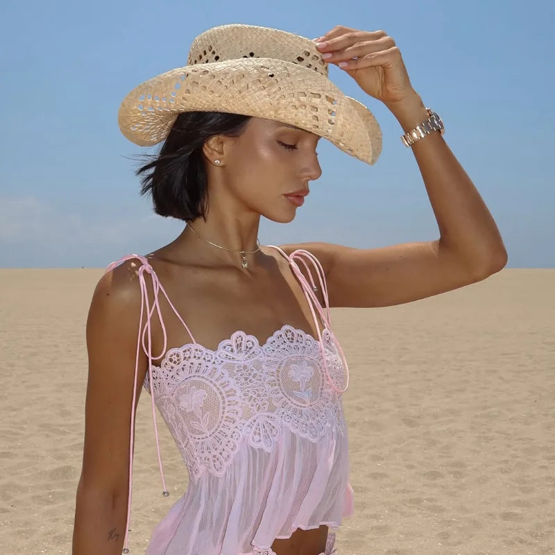 Women Lace Patchwork Pleated Slip Green Maix Dress Sexy Spaghetti Strap Sleeveless Backless 2026 Summer Vacation Beach Robe New