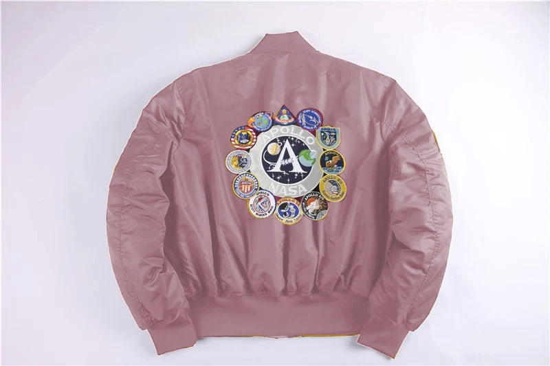 Winter bomber flight jacket vintage MA-1 APOLLO men coat streetwear warm varsity hip hop baseball letterman pilot us air force