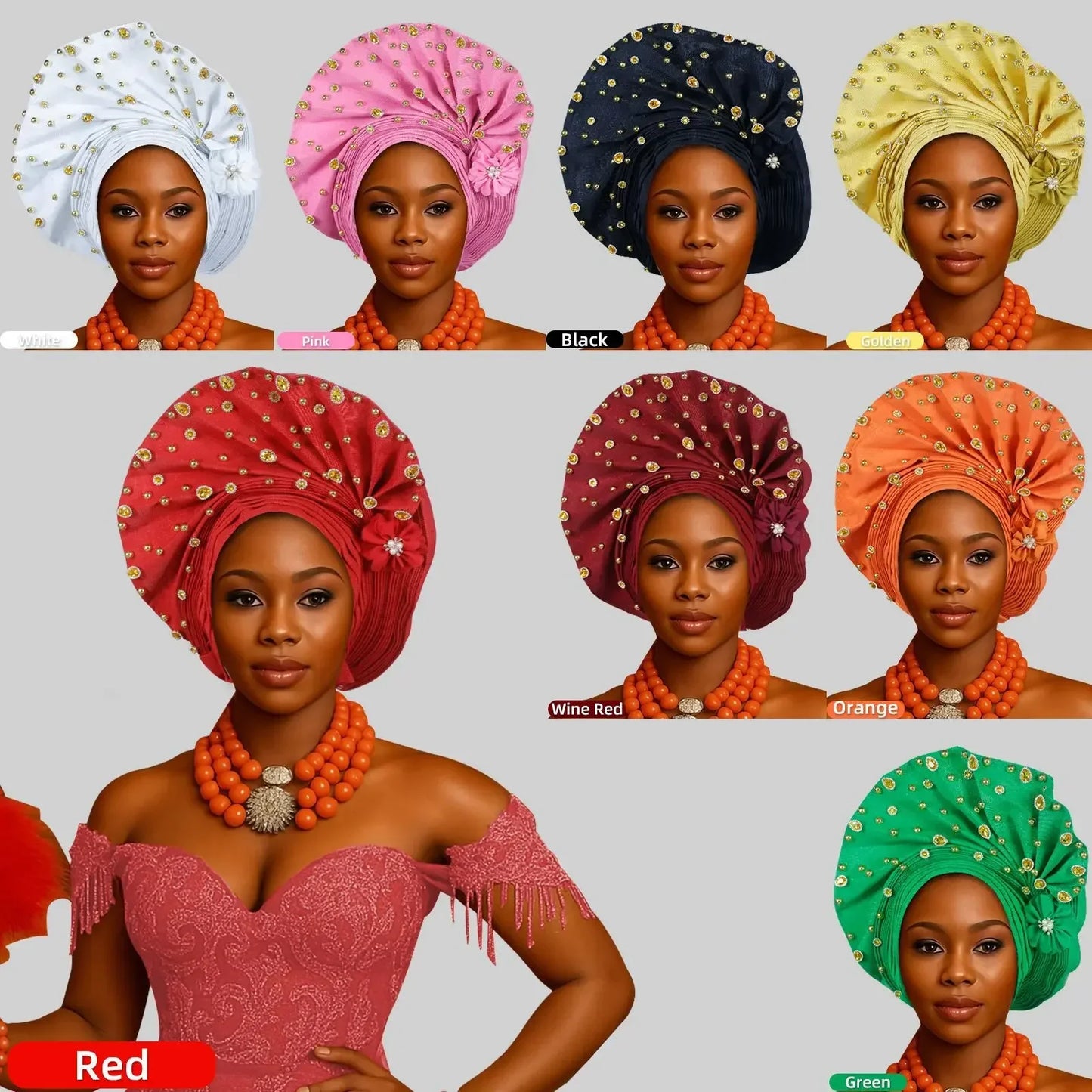 Luxury African Headscarf Wedding Party Auto Gele Headties Already Made Turban Cap for Women Nigeria Bonnet Hijab Head Wrap Hat