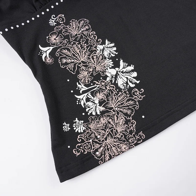 European and American style elegant slim fit fashion trend retro printed chest strap sleeveless vest fashion Y2K sexy punk emo