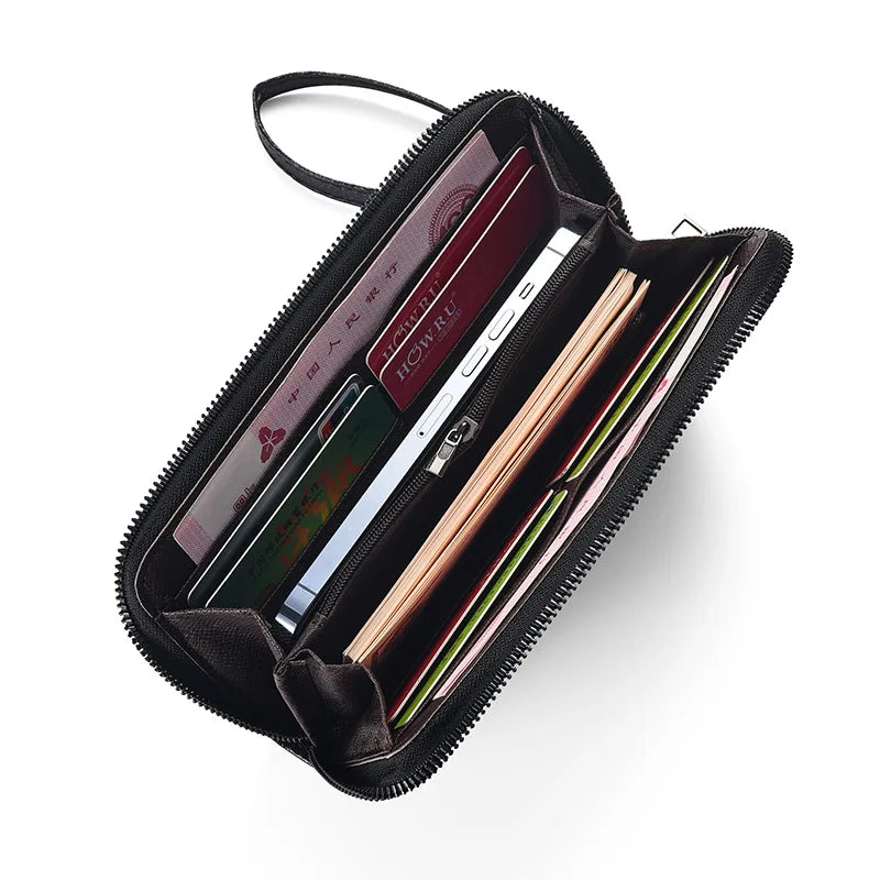 New Color Men`s Long Wallet For Men Rfid Blocking Clutch Organizer Zipper Leather Business Id Credit Card Holder Purse 2024 New