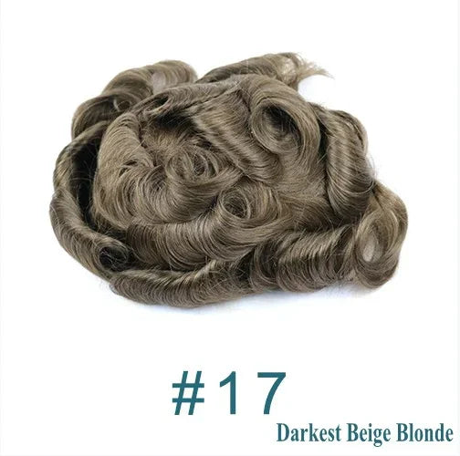 80%Density Natural Hairline 0.02mm Ultra Thin Skin Invisible Mens Toupee Brown Blonde Grey Human Hair Capillary Prosthesi System