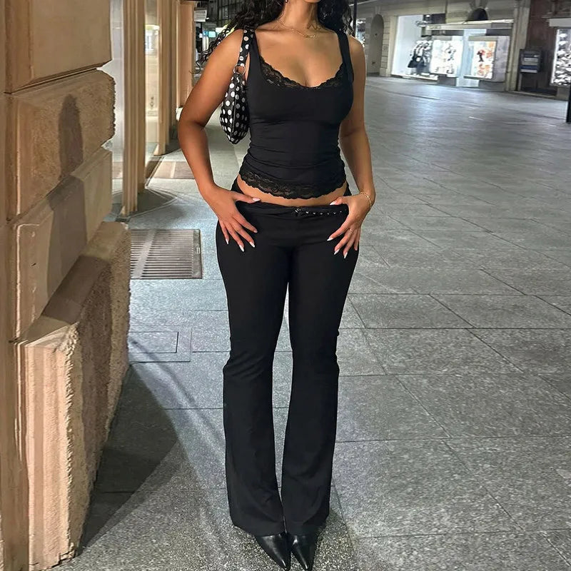 Sexy Lace Versatile Vest Solid Color Spicy Girl Style Short Vest Top Women's Fashion Sexy Y2k Top Party Vacation Summer Outfit