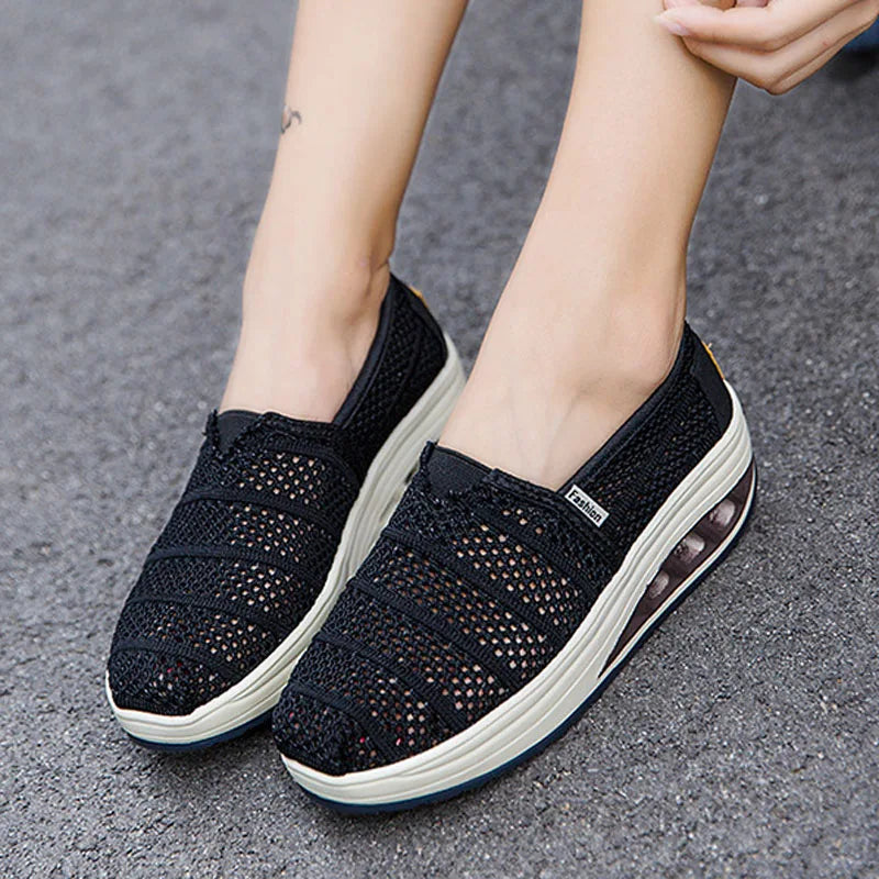 Women's Mesh Breathable Loafers Solid Color Slip On Summer Platform Sneakers Women Walking Casual Shoes Zapatos Mujer WSH5094