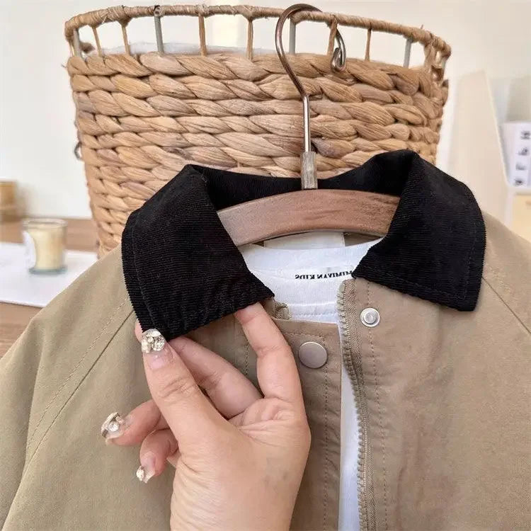 Kids Windbreaker New 2026 Spring Autumn Fashion Korean Casual Baggy Simple Style