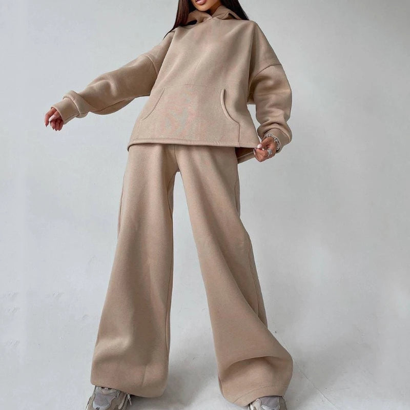 Women'S Sporty Hooded Tracksuit Two 2 Pieces Set Sweatshirts Hoodies Pullover With Pockets Pants Suit Sweatpants Trousers Outfit
