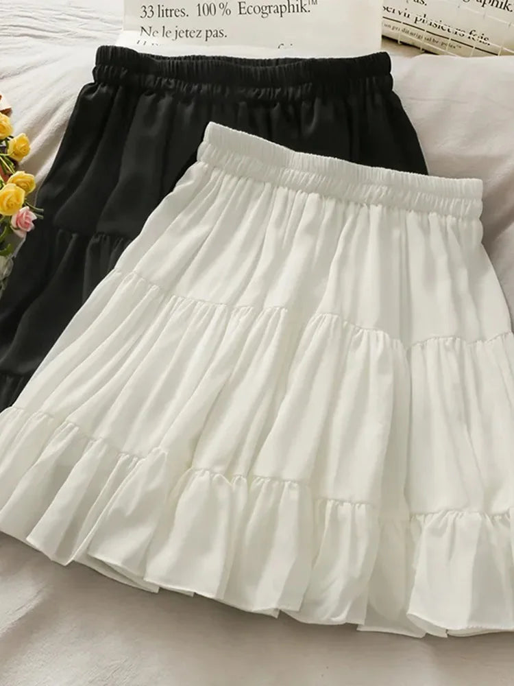 Women's High Waist Pleated Mini Skirt, Korean Fashion, Casual, Short, Black, White, A Line, Sexy, Alt Clothes, Female, Summer
