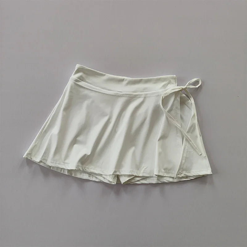 Sports Yoga Skirt Badminton Tennis Skirt Pants Half-body Quick Drying Pocket Skirt Side Split Strap Pants For Outwear