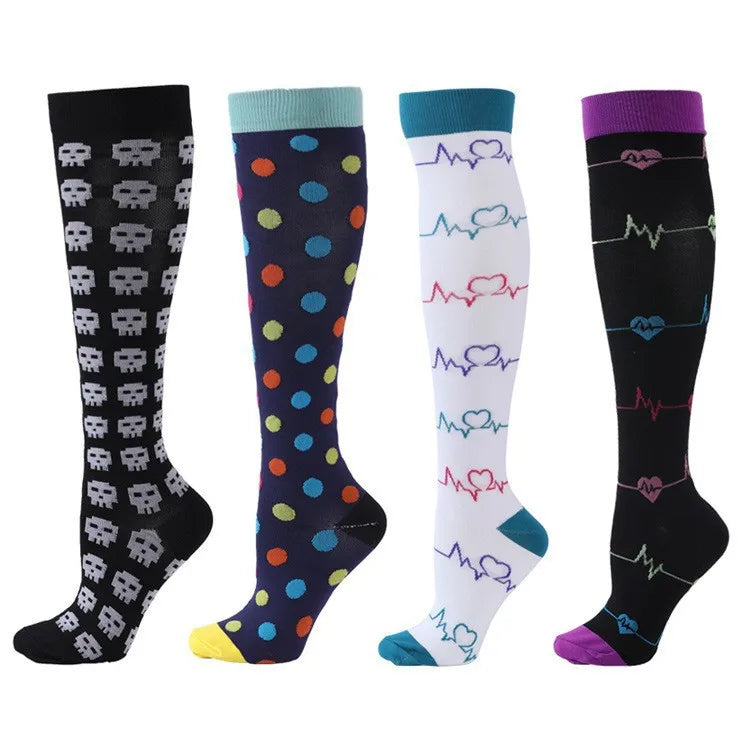 4 Pairs Compression Socks 20-30mmhg High Stockings Men Women Sports Socks For Marathon Cycling Varicose Veins Pregnancy Nursing