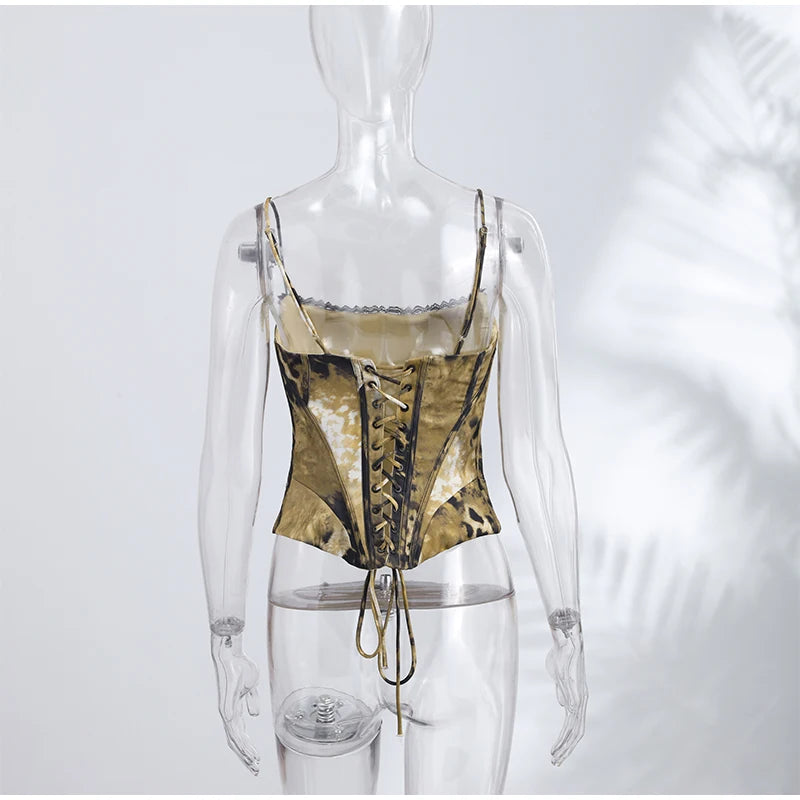 Sexy Satin Fish-bone Corset Women Slim Sleeveless Waist-cinching Spaghetti Strap Tank Tops 2026 New Ladies Spring Summer Outwear