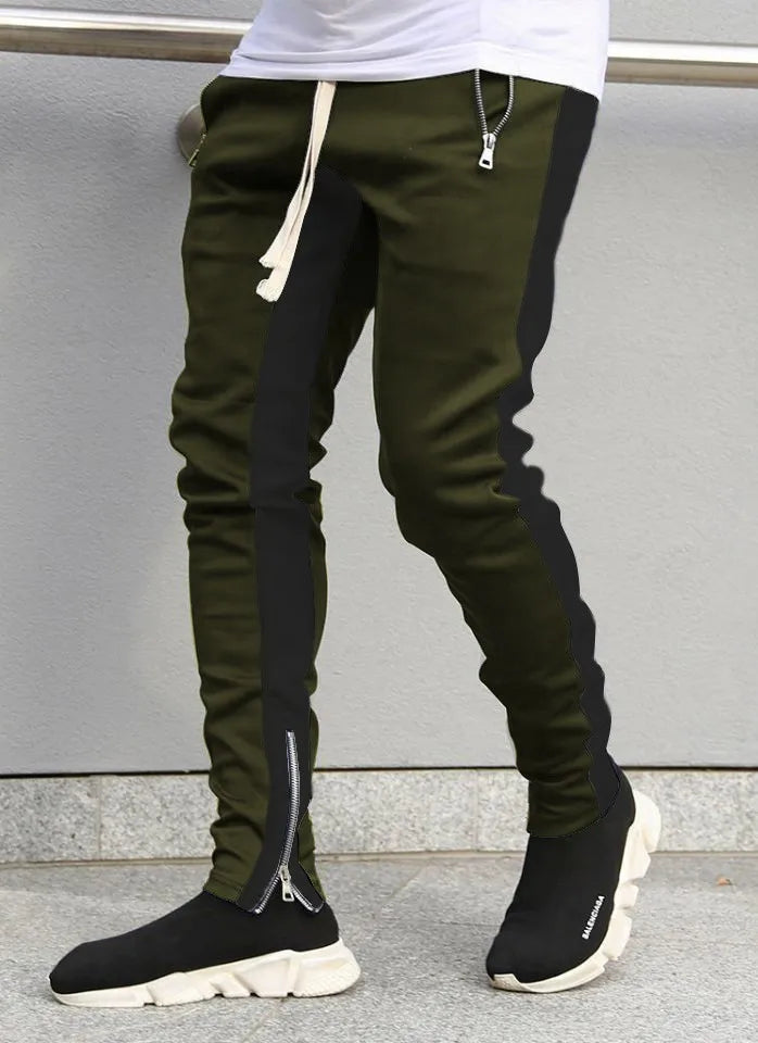 Men's casual and fashionable long pants, tight fitting gym sports pants, street wear, runners' small foot sports pants