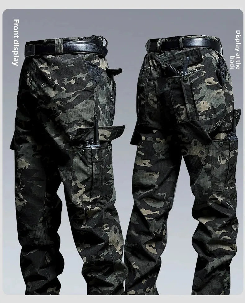 Water-Resistant Tactical Work Pants for Men Multiple Pockets Outdoor Military Fans Casual Pants Spring Autumn American Style