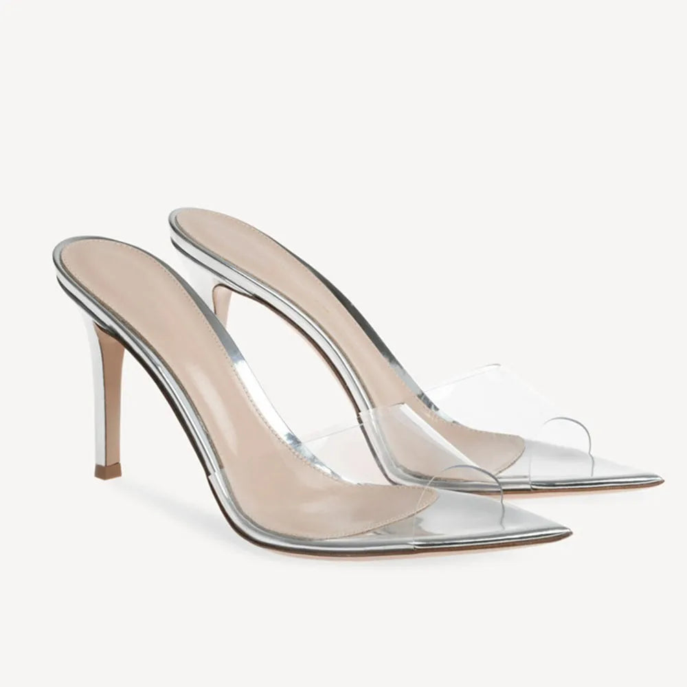 2026 Peep Toe Sexy Summer Women's Mules Pump Sandals Elegant Chic Super Thin High Heels Office Lady Party Shoes Slipper Sandals