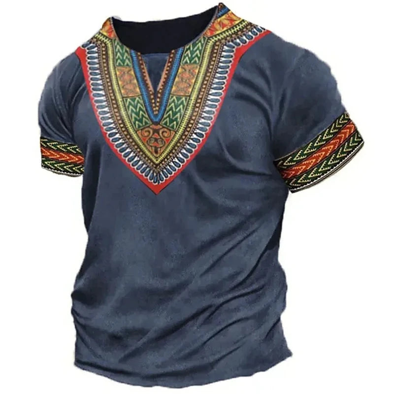 African National Pattern Tshirts Summer Fashion Street Casual Boys Kids Round Neck Short-Sleeved T-Shirt Daily Oversized Tops