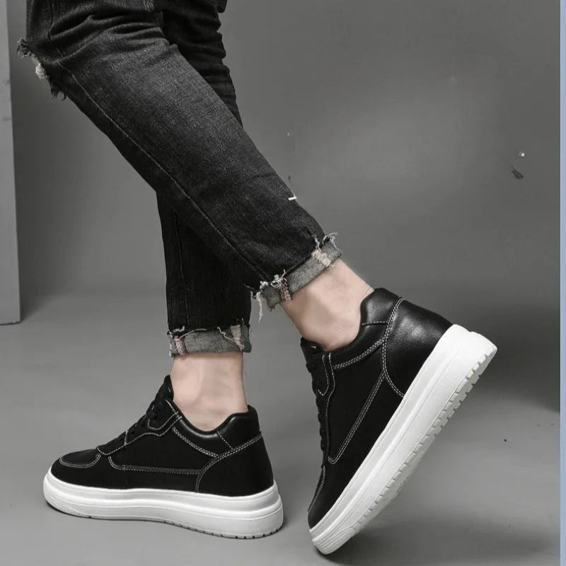 6 8 10cm Height Increasing Men Shoes High Quality Casual Leather Shoes Lace Up Platform Vulcanized Shoes Luxury Sneakers for Men