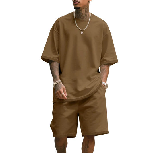 Men's Casual Two Piece Set Summer Short Sleeve T-Shirt and Shorts Set Comfortable Loose Fit Tracksuit for Men Clothing Set